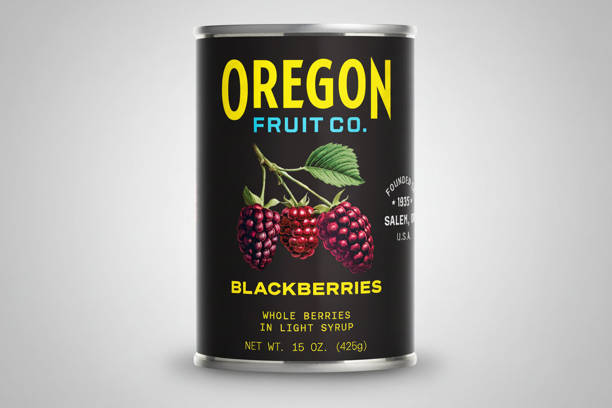 Oregon Fruit Blackberries in Light Syrup – Premium Baking Berries Made in Oregon | 15 oz Cans (1–8 Pack)