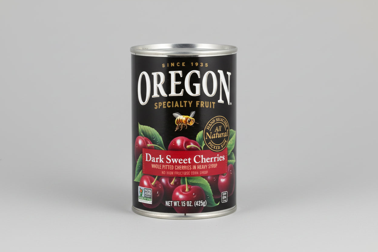 Oregon Fruit Dark Sweet Cherries in Heavy Syrup – Premium Dessert Cherries | 15 oz Cans (1–8 Pack)